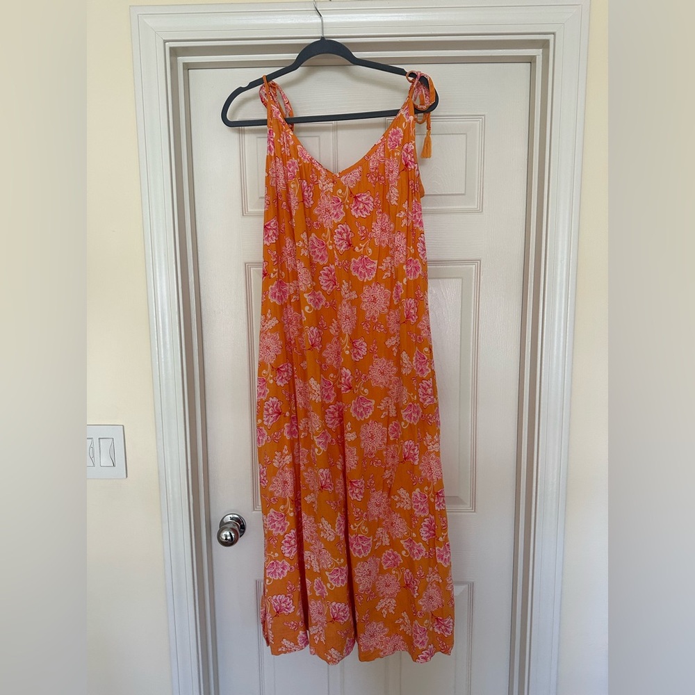 Floral Orange and Pink Maxi Dress